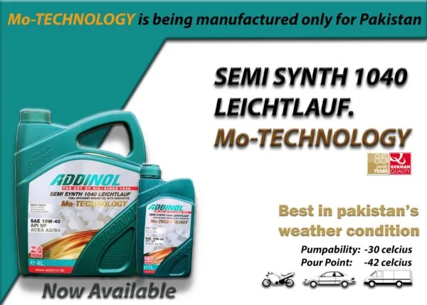 ADDINOL SEMI SYNTH 10W-40 LEICHTLAUF ( Mo-TECHNOLOGY) 1 LITER