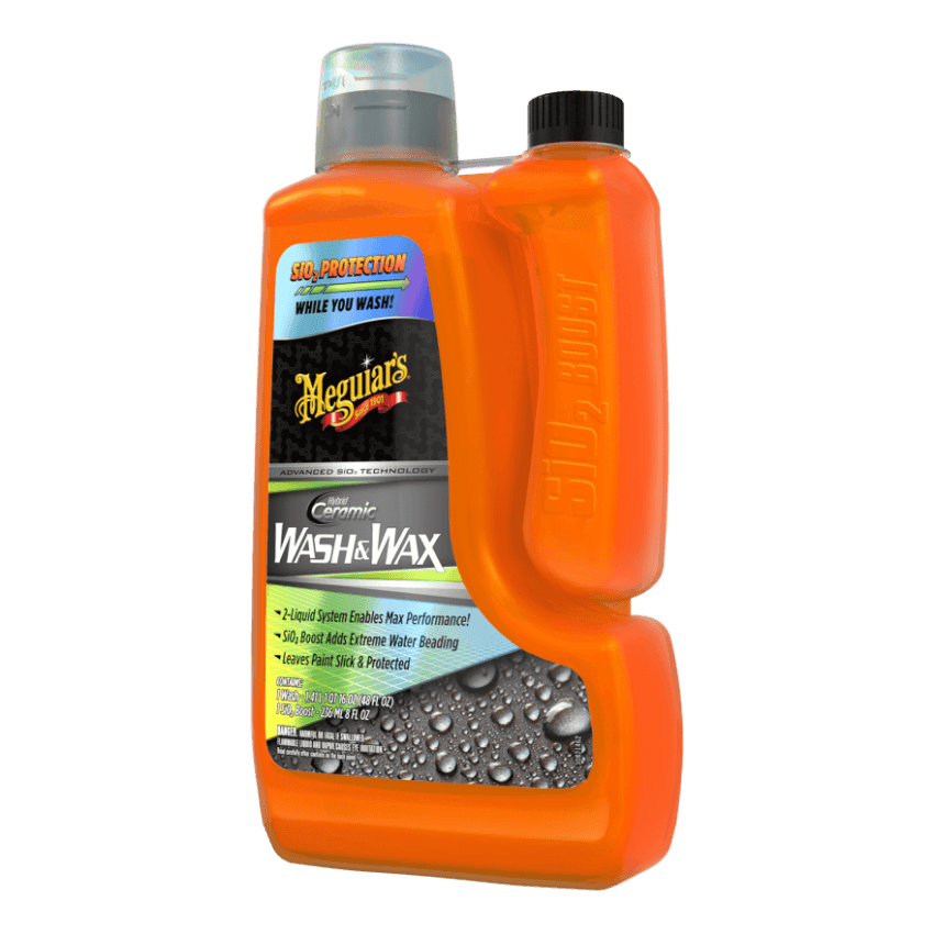 Meguiars Hybrid Ceramic Wash & Wax – Luxurious Car Wash with Instant Water Beading Protection - G210256, 48 Oz Wash, 8 Oz SiO2 Boost