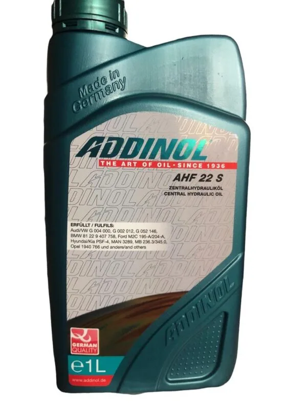ADDINOL AHF 22 S CENTRAL HYDRAULIC FLUID / AGS ACTUATOR FLUID Made in Germany