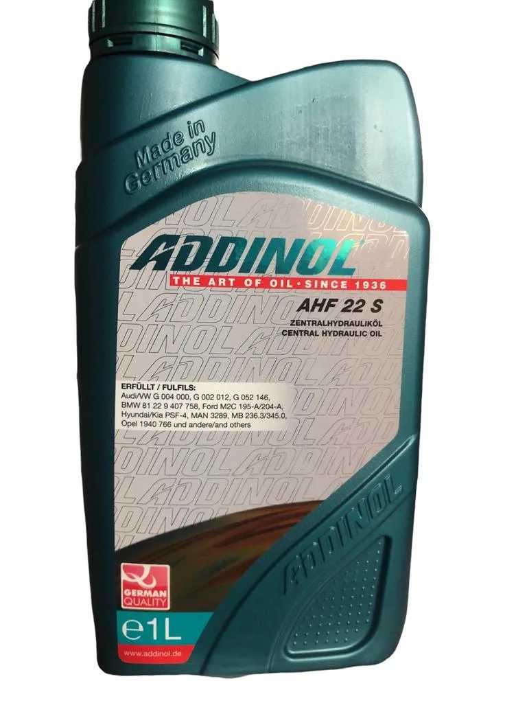 ADDINOL AHF 22 S CENTRAL HYDRAULIC FLUID / AGS ACTUATOR FLUID Made in Germany