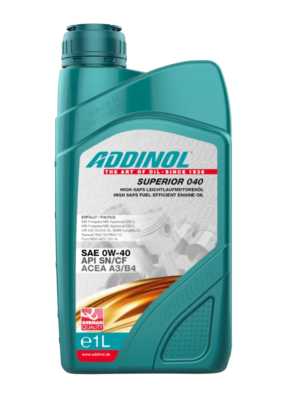 ADDINOL SUPERIOR 0W-40 Made In Germany 1 litre
